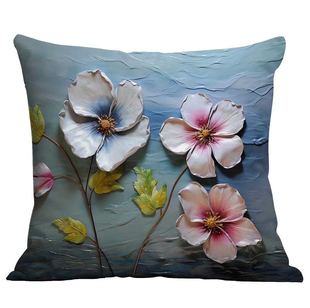 Новая наволочка с цветочным принтом, имитирующая трехмерный стиль масляной живописи, креативная цветочная, для дома, гостиной, диванной подушки