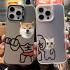 Забавный Чехол для iPhone 16 15 12 13 11 14 Pro Max XR Xs 8 Plus с Изображением Собаки Сиба-Ину и Кошки для Фитнеса, Ударопрочный Чехол для Пары_
