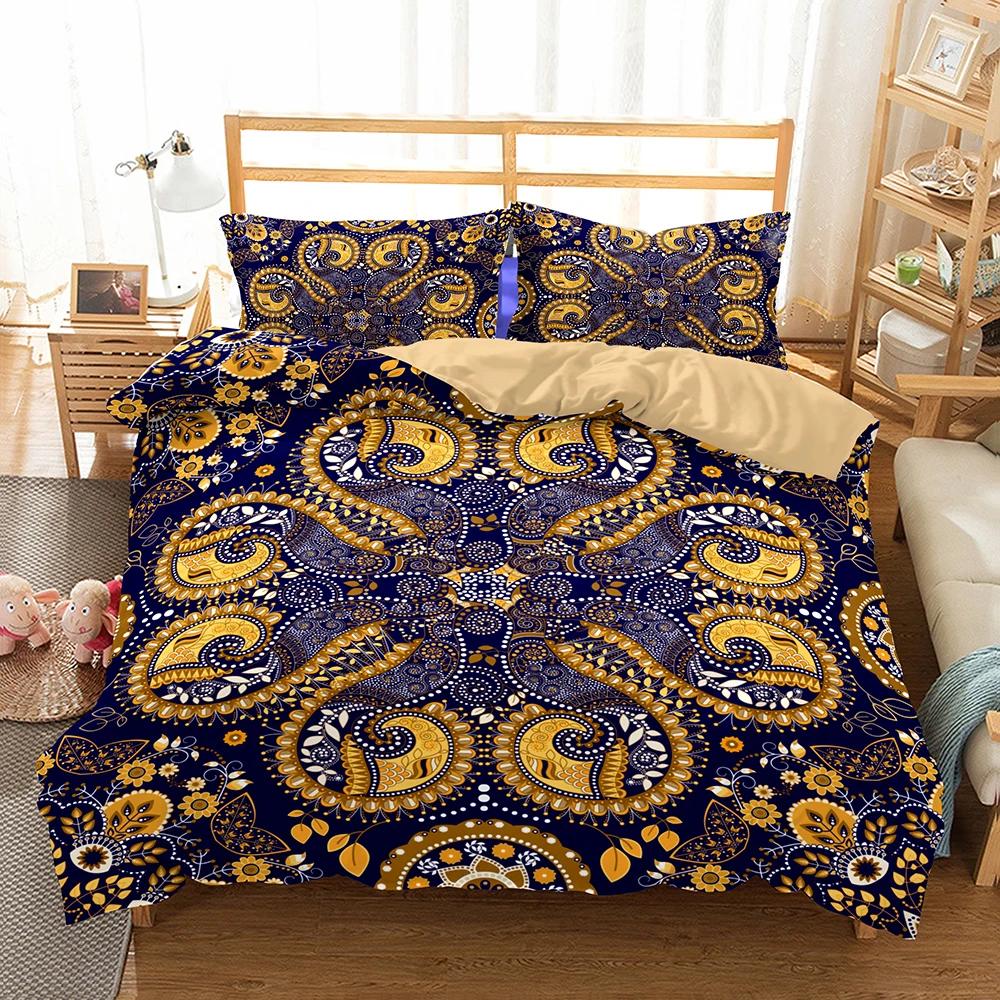 Quilt Cover Set Mandala 100% High Quality Home Textile Bedding Set Queen Size Double Bed Linens Chinese Duvet Cover Set Luxury