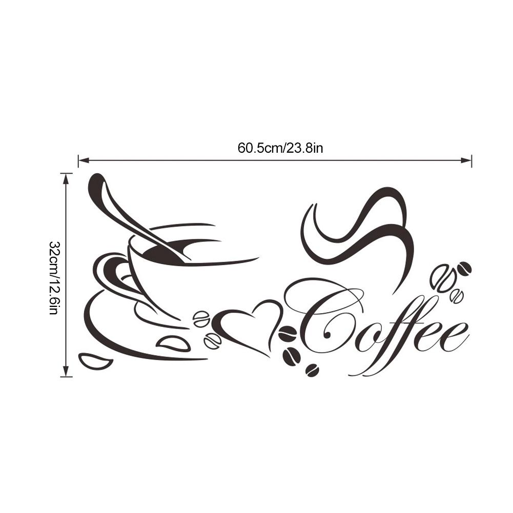 2Pcs Distinctive Coffee Cup Pattern Decorative Wall Sticker for Kitchen Living Room Decoration