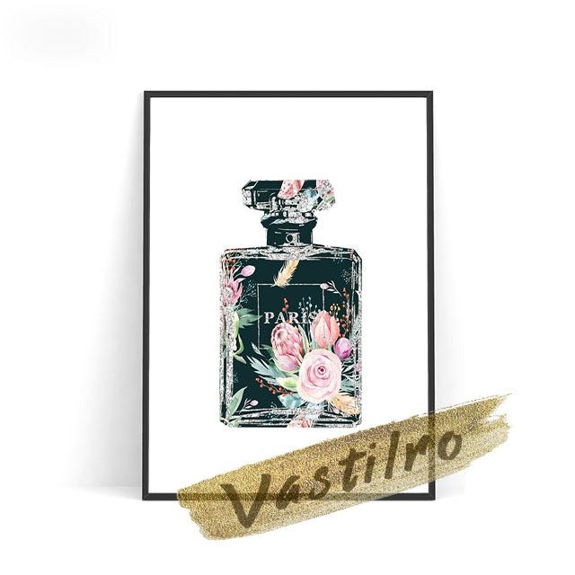 Акварельные цветочные принты Флакон духов Выставка Художественные принты Плакаты Современный минимализм Салон красоты для девочек