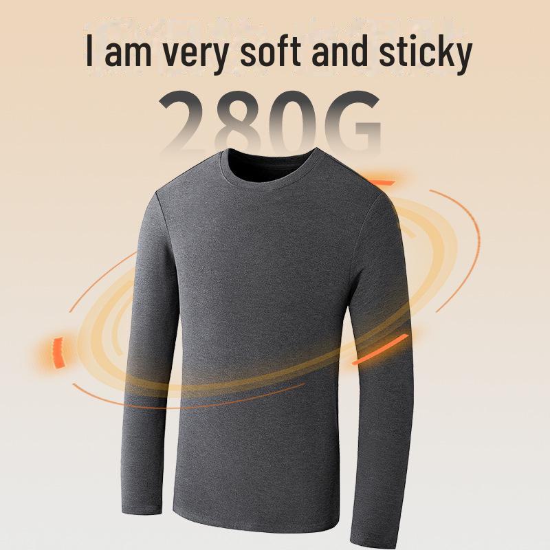 Мужское термобелье больших размеров из двухстороннего флиса с круглым вырезом, утолщенный нижний костюм на осень/зиму