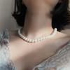Women Necklace Warm White Pearl Necklace 7-8mm For Birthday Christmas Halloween Gifts 45cm