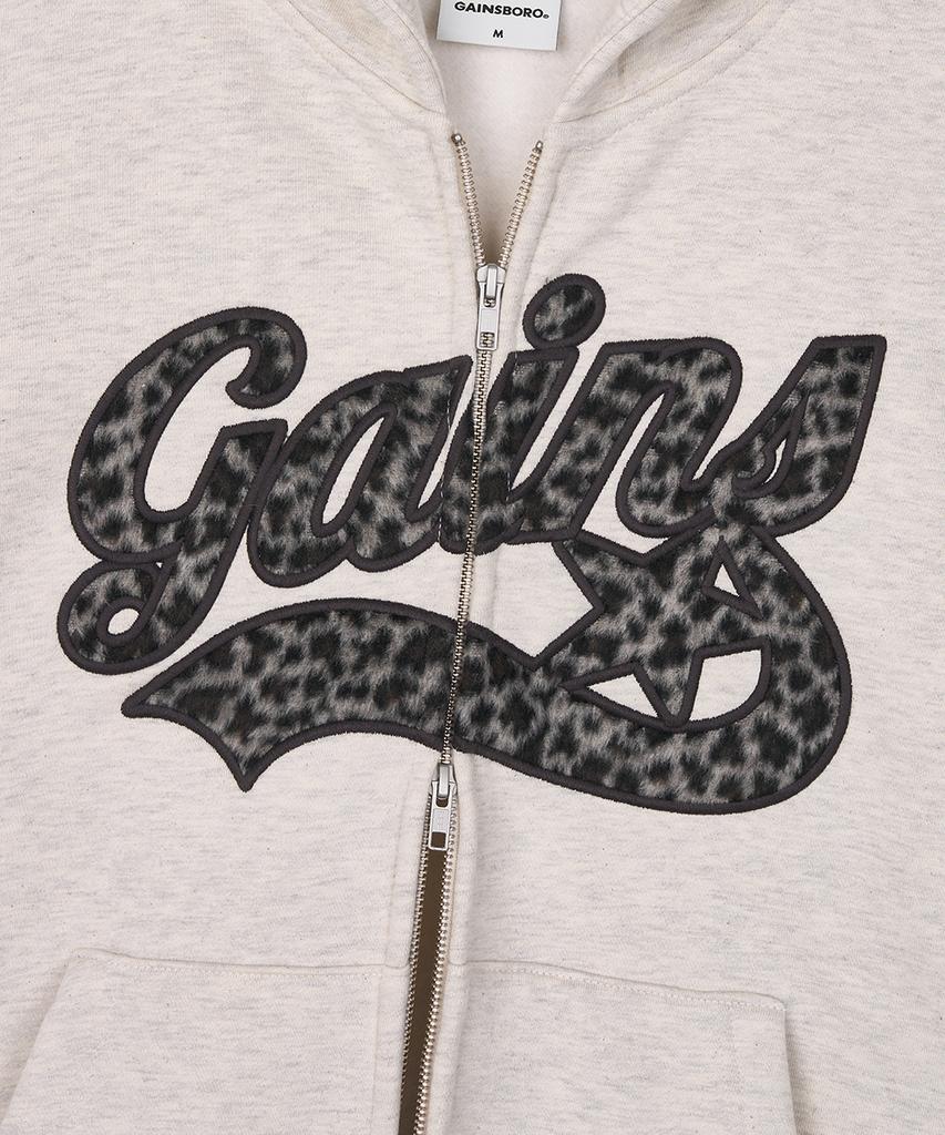 Толстовка с молнией Gainsboro Applique Star Logo, версия с леопардовым принтом, Овсяный/Леопардовый принт