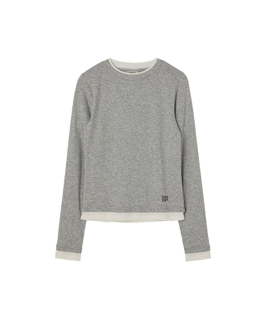 DANGLEDROP Dgdp Layered Basic Long Sleeve_Melange Grey