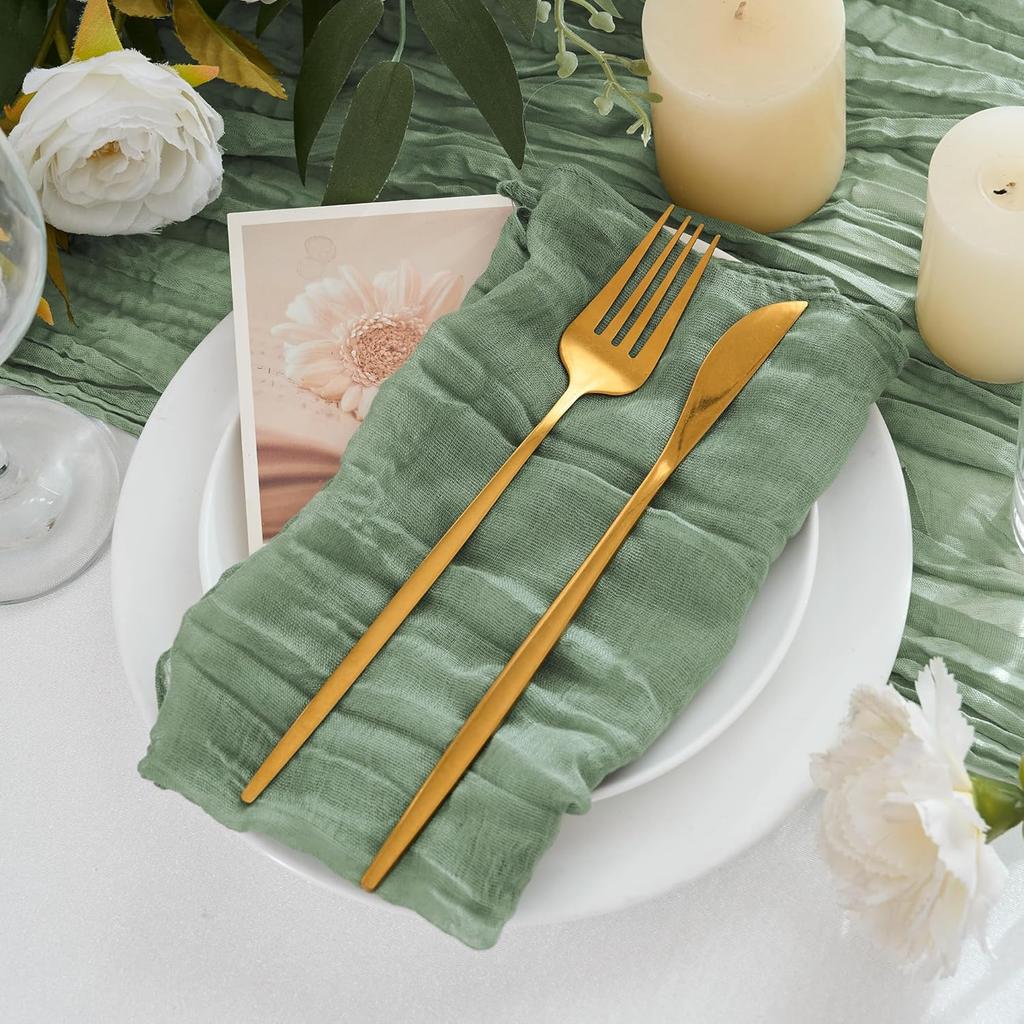 12 штук марлевых салфеток 20"x20" шалфейно-зеленые бохо-марля марлевые салфетки оптом деревенский декор для обеденного стола для свадьбы, девичника, детского душа, вечеринки