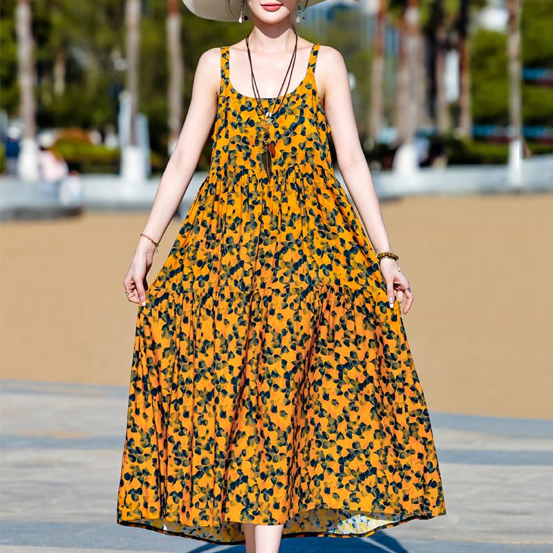 Элегантное платье на бретельках для женщин, большие размеры, повседневное летнее длинное платье, винтажная женская одежда среднего возраста