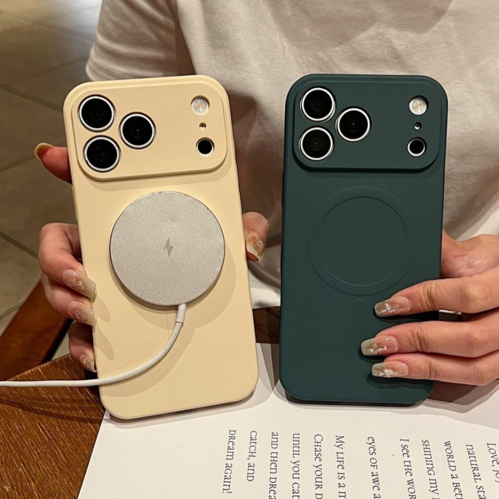 Morandi Color Magnetic for Magsafe Case for iPhone 18 Pro Max 18ProMax Liquid Silicone Wireless Charging Camera Protection Cover