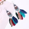 Vintage Indian Feather Earrings Exotic Temperament Long Earrings Bohemian Holiday Earrings