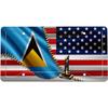 Американский флаг США и флаг Сент-Люсии, комплект передних номерных знаков и рамок номерных знаков для мужчин и женщин, алюминиевые автомобильные чехлы