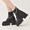 Winter Oversized Gothic Black Boots Women's High Heels Sexy Chain Thick Heel Thick Sole Women's Boots