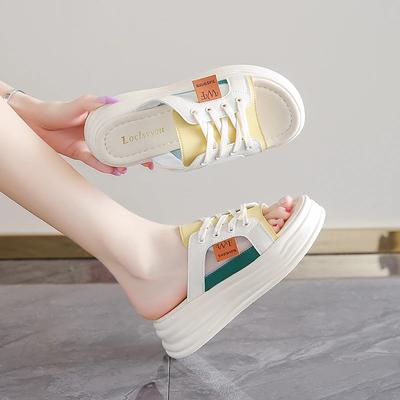 Мода Новая Мода Женская Обувь Плоские Сандалии Лето 2025 Толстая Подошва Удобные Нескользящие Износостойкие Уличные Тапочки