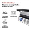 Grill multifonctions - braun - multi pro 9 - 2000 w - 3 positions de chauffe - noir / acier
