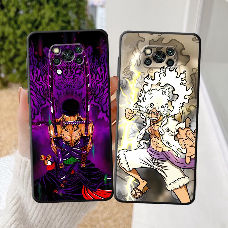 One Piece Luffy Zoro Anime Case for Xiaomi Poco X5 M3 M4 Pro C75 M5s M7 X7 C71 F3 F7 C40 C50 X3 NFC C51 C61 X4 Pro Black Soft