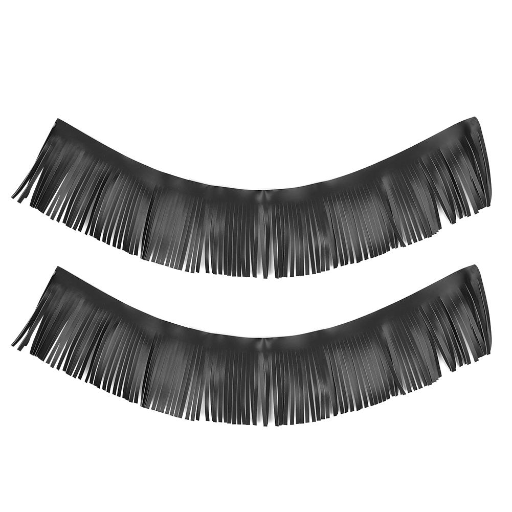 2pcs Motorcycle Retro Foot Pedal Saddlebag Craft Artificial Leather Fringe(Black)