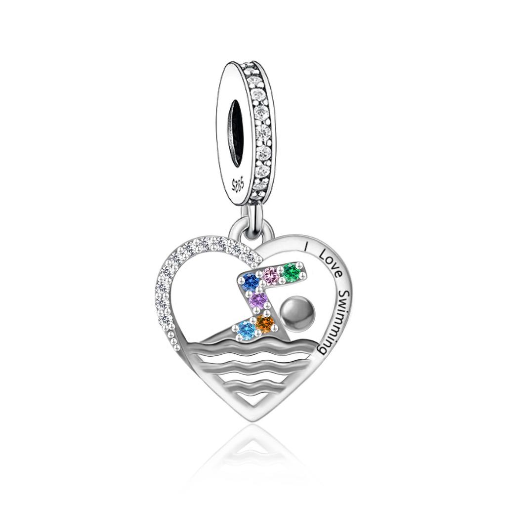 Fit Charm Bracelet 925 Silver Swimming Pole Dance Cheerleader Golf Volleyball Baseball Runner Bead For Making Berloque