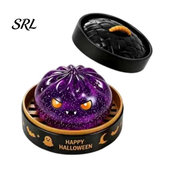 Pumpkin Dumpling Toy 1/5/6Pcs Halloween Squeezing with Steamer, Ghost Eyeball Skeleton Bun Stress Relief for Kids Adults, Party Favors Steamer