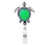 Sea Turtle Butterfly Card Retractable Badge Reel with Diamond Decor Staff Nurse Work Card Clip Lanyard Pass Access Bus Card Clip