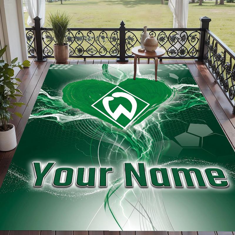 Custom Text Printed Rug Werder Bremen FC Non Slip Floor Carpet For Home Room Decor