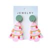Elegant Cute Acrylic Holiday Earrings In Pink With Cheerful Christmas Elements