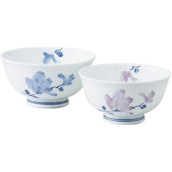 Nishikai Pottery Hasami Ware Set Rice Bowl Tsujiga Flower Pattern Box 11468 (presentation Included)