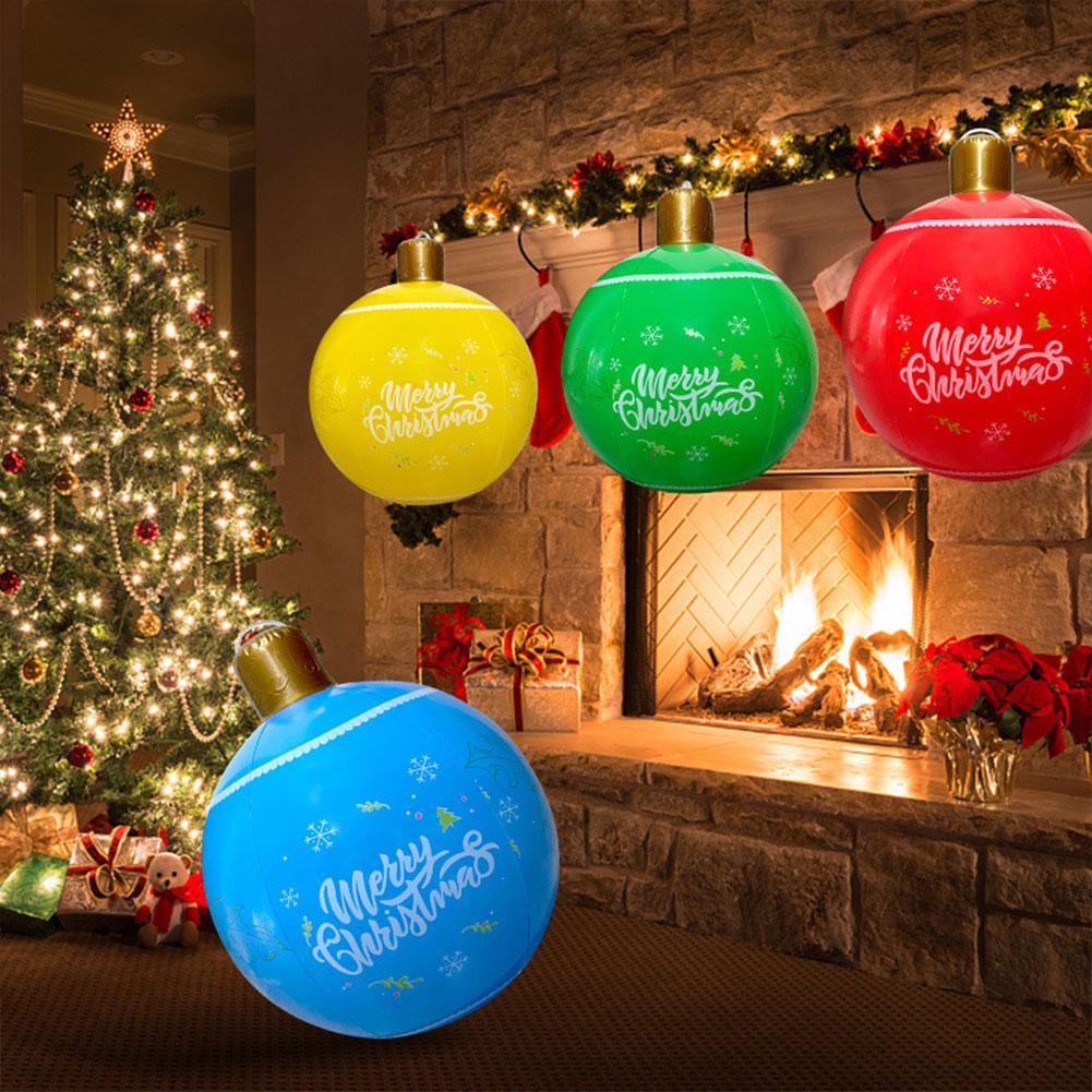 60cm Large Inflatable Christmas Balls PVC Giant Big Large Balls Xmas Tree Decorations Toy Outdoor Xmas Holiday Yard Lawn Balls