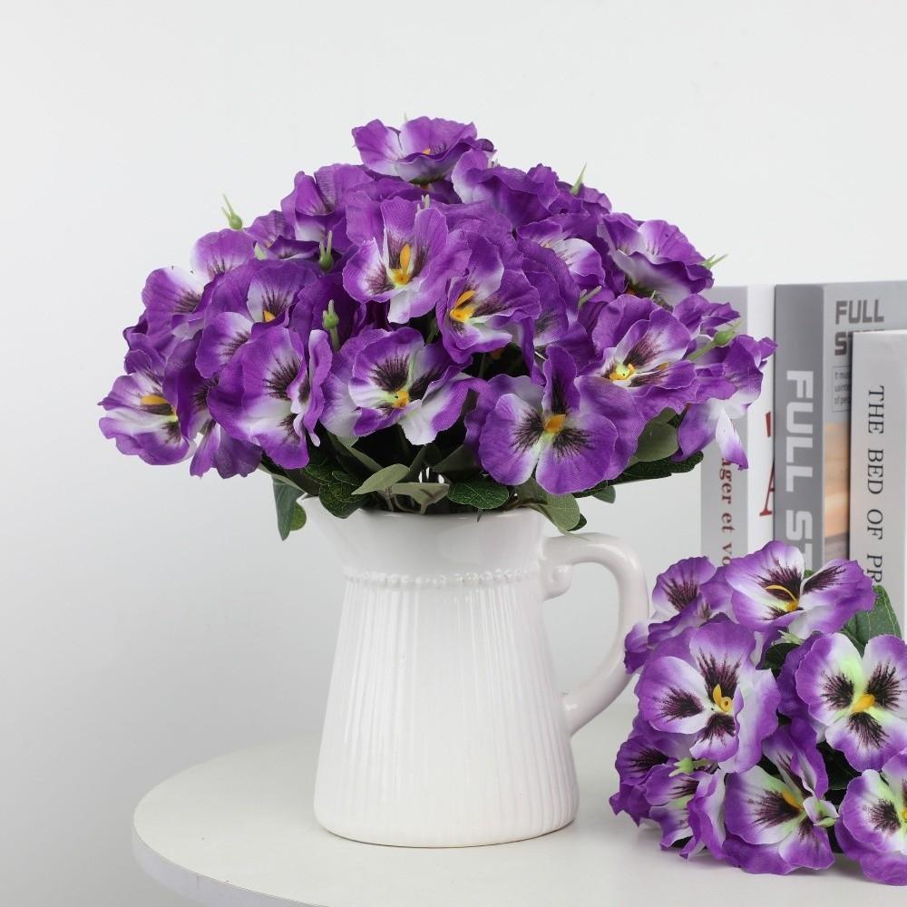 32cm Fake Flowers Flowers Bundle Faux Pansy Flowers Elegant UV Resistant Flowers Home Decoration