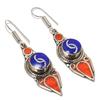 Lapis Lazuli, Coral Gemstone Handmade Jewelry Earring 2.40" H7d11