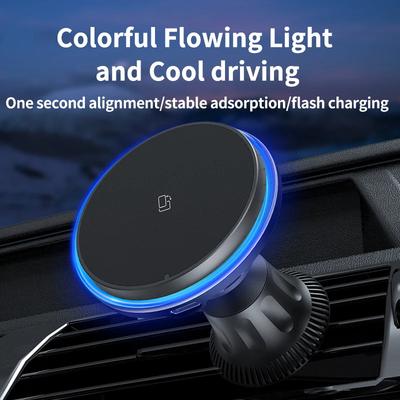 RGB Магнитное Беспроводное Автомобильное Зарядное Устройство для iPhone 12 13 14 15 Pro Max Mini Macsafe Автомобильный Держатель для Телефона Подставка Крепление Станция Быстрой Зарядки