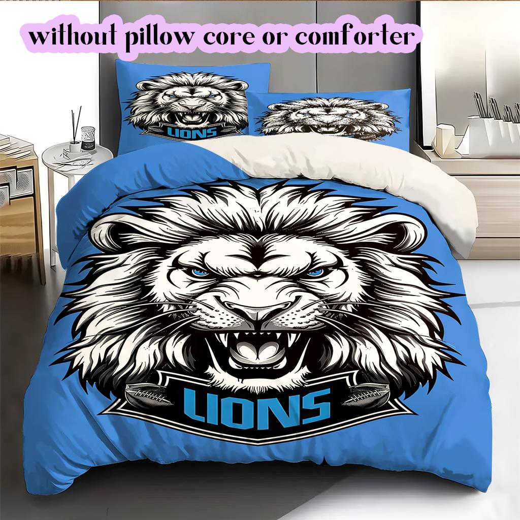 football Logo Pattern Bedding Quilt Set Quilt Cover Pillowcase Home Decoration Birthday Gift (1*duvet cover+ 2*pillowcase, without core)