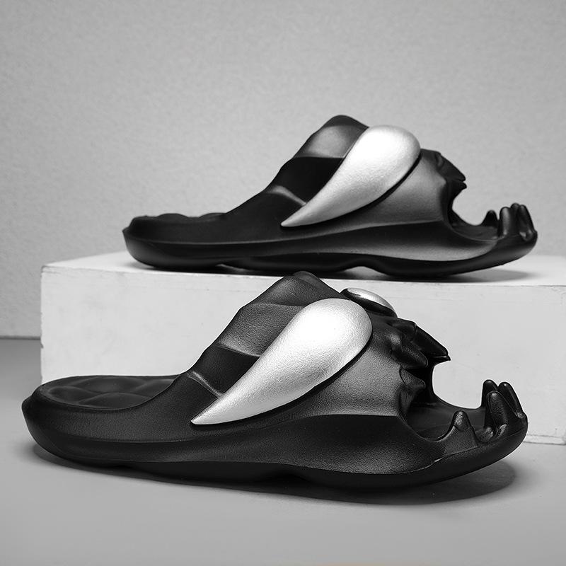 Новые персонализированные мужские тапочки с черепом 2024 года, летние шлепанцы для активного отдыха на толстой подошве, нескользящие женские сандалии для отдыха на пляже