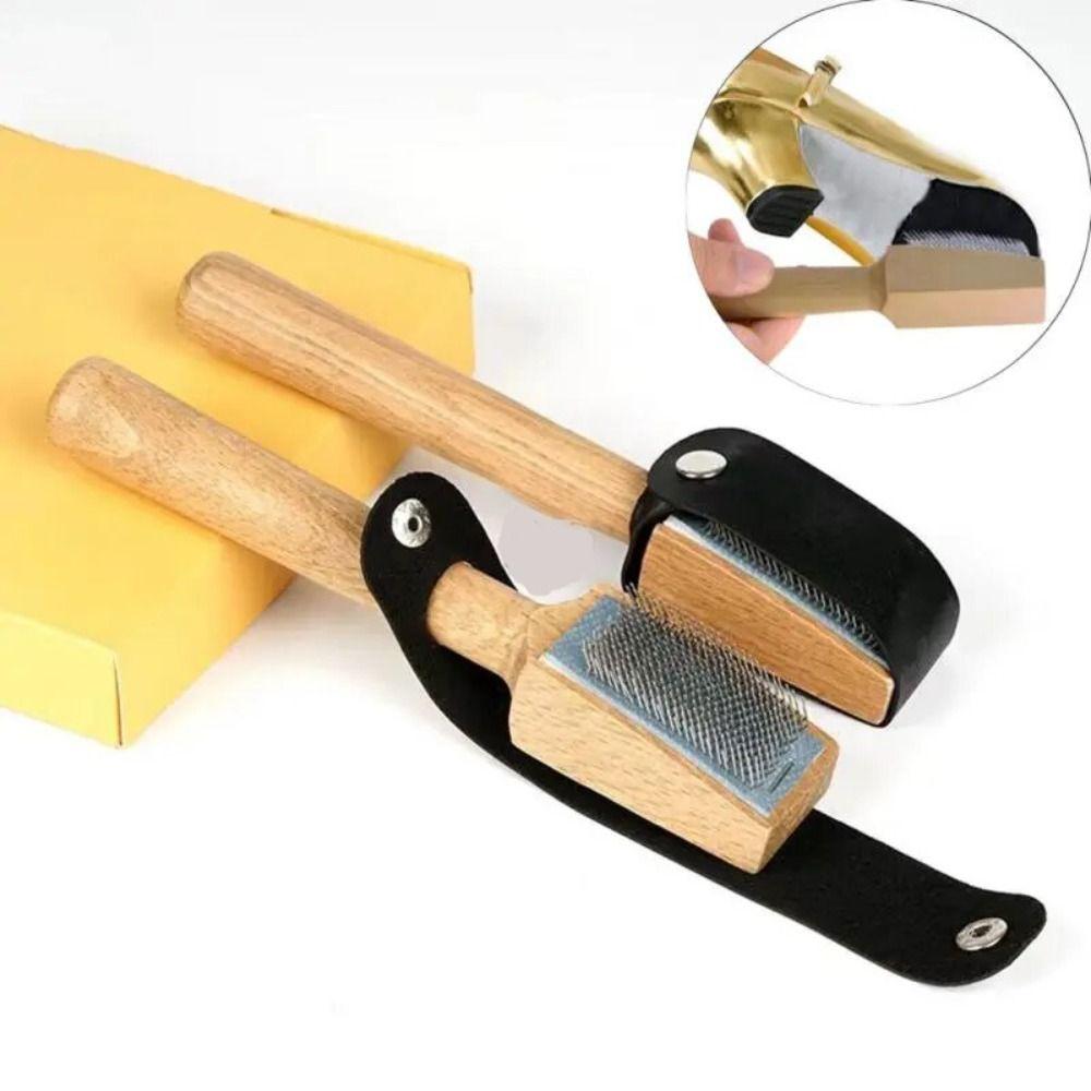 With Protector Cover Suede Sole Wire Shoe Brush Wooden Dance Shoes Cleaning Brush Household