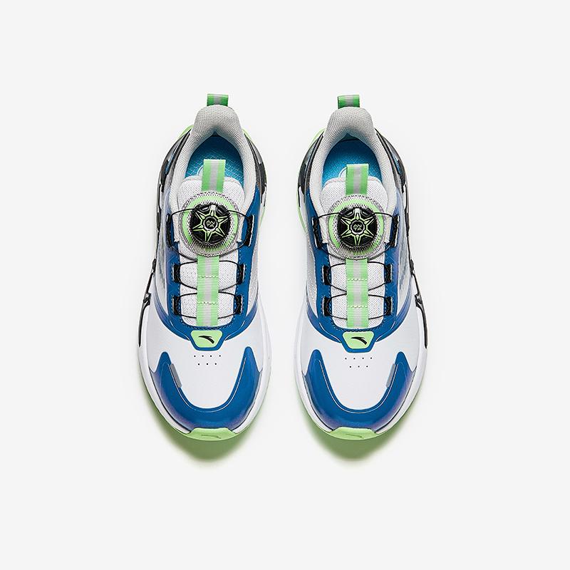 Anta Kids Synthetic Leather Comfortable Physical Test Lightweight Shock Absorption Low Top Running Shoes Kids Sneaker White Blue A12435532N-1