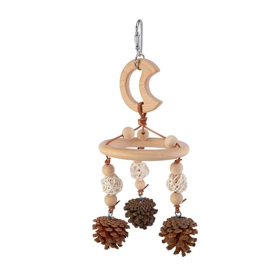 Красочная подвесная игрушка для попугая, тренировочный аксессуар для клевания и жевания, ручная работа, натуральное дерево