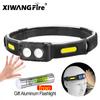 Мощный налобный фонарь, портативный USB-перезаряжаемый светодиодный сенсорный налобный фонарь XPE+COB, суперяркий фонарь для рыбалки и экстренной помощи