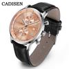 Cadisen 7065 Мужские кварцевые часы Многофункциональные Трехглазковые Шестистрелочные Повседневные Деловые Часы из Натуральной Кожи для Мужчин