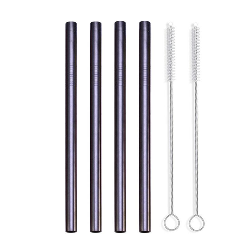 4 шт. 12 мм Металлические соломинки для питья Многоразовые Набор соломинок из нержавеющей стали 304 со щеткой Соломинка для чая с пузырьками Смузи Аксессуар для вечеринки в баре