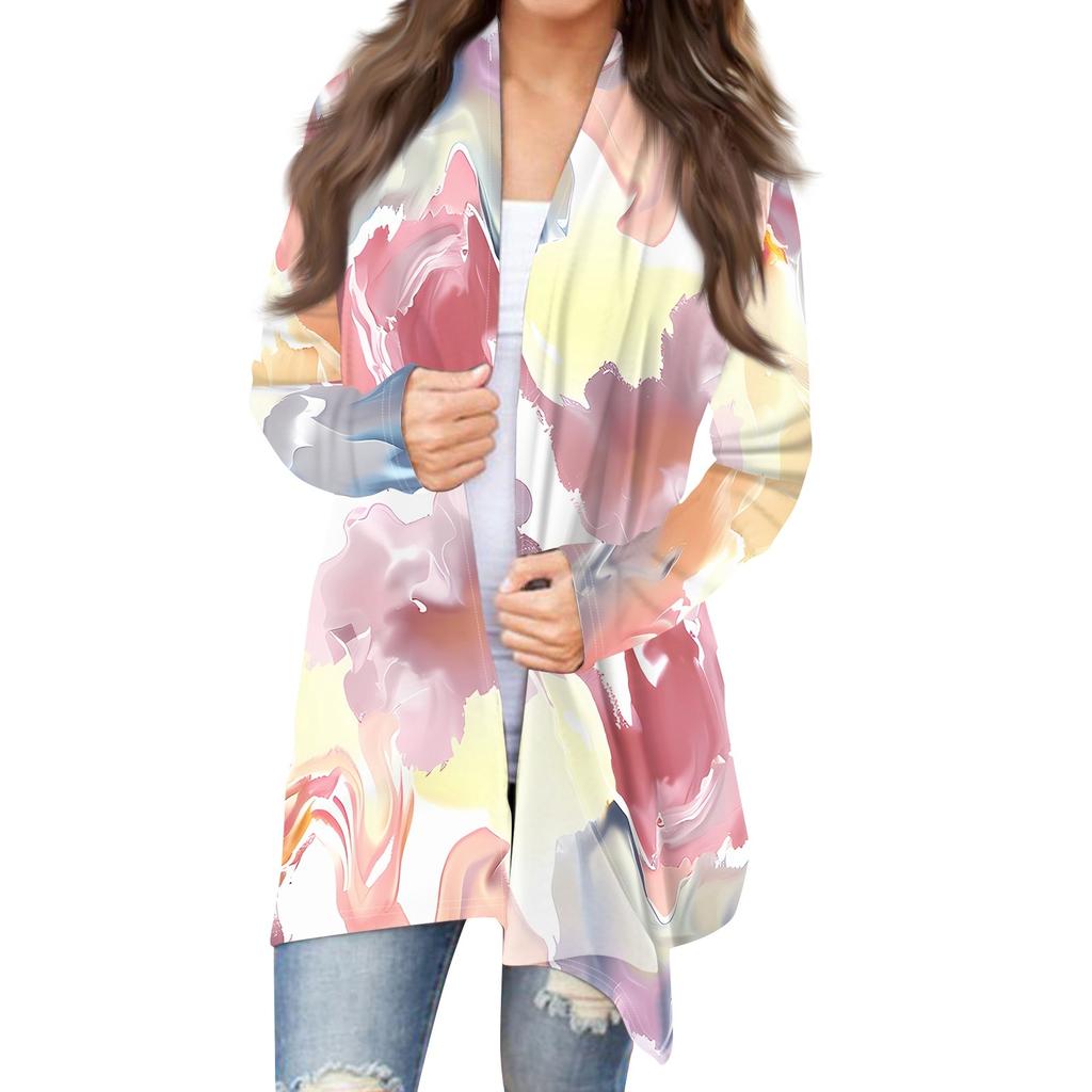 Женский кардиган с принтом ко Дню независимости и длинными рукавами спереди, легкая куртка с принтом