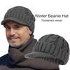 Mid-aged Men Winter Knitted Hat Stretchy Short Brim Thickened Twisted Texture Solid Color