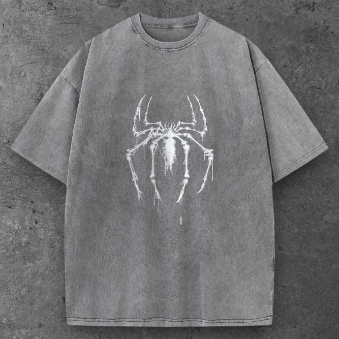 Мужская готическая футболка с принтом паука серая Y2K Streetwear S-3XL