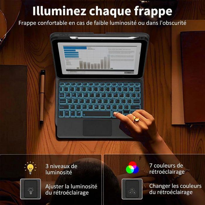 Coque Clavier pour iPad Air 3 10,5" / iPad Pro 10,5" - Cuir PU Bleu avec Clavier Bluetooth Rétroéclairé + Souris + Stylet