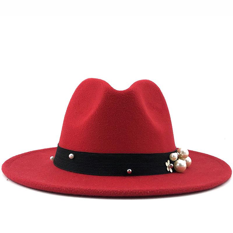 Men Women Wide Brim Wool Felt Jazz Fedora Hats British Style Trilby Party Formal Panama Cap Black Yellow Dress Hat 56-58-60CM