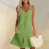 Women's Summer Dress Sleeveless Spring Solid Color Sundress With Pockets