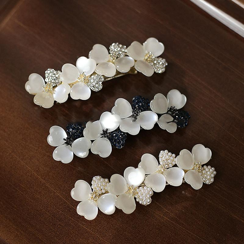 Elegant Floral Hair Barrette, French Clip Spring Hair Claw, Accents, Bridal Hair Accessory For Half-Up Hairstyles