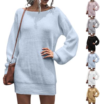 Женские и зимние однотонные повседневные трикотажные свитера с длинными рукавами