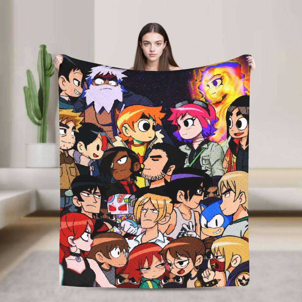 Скотт Пилигрим против. Плед с принтом World Merch, супермягкий флис, пледы-покрывала, расслабляющий, плюшевое, тонкое одеяло