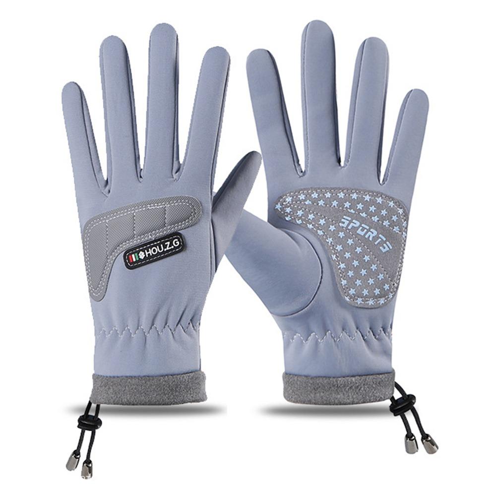 Drawstring Cycling Children's Gloves Keep Warm Fleece Lined Anti Slip Gloves Autumn Winter Style Thicken Outdoor Play Gloves