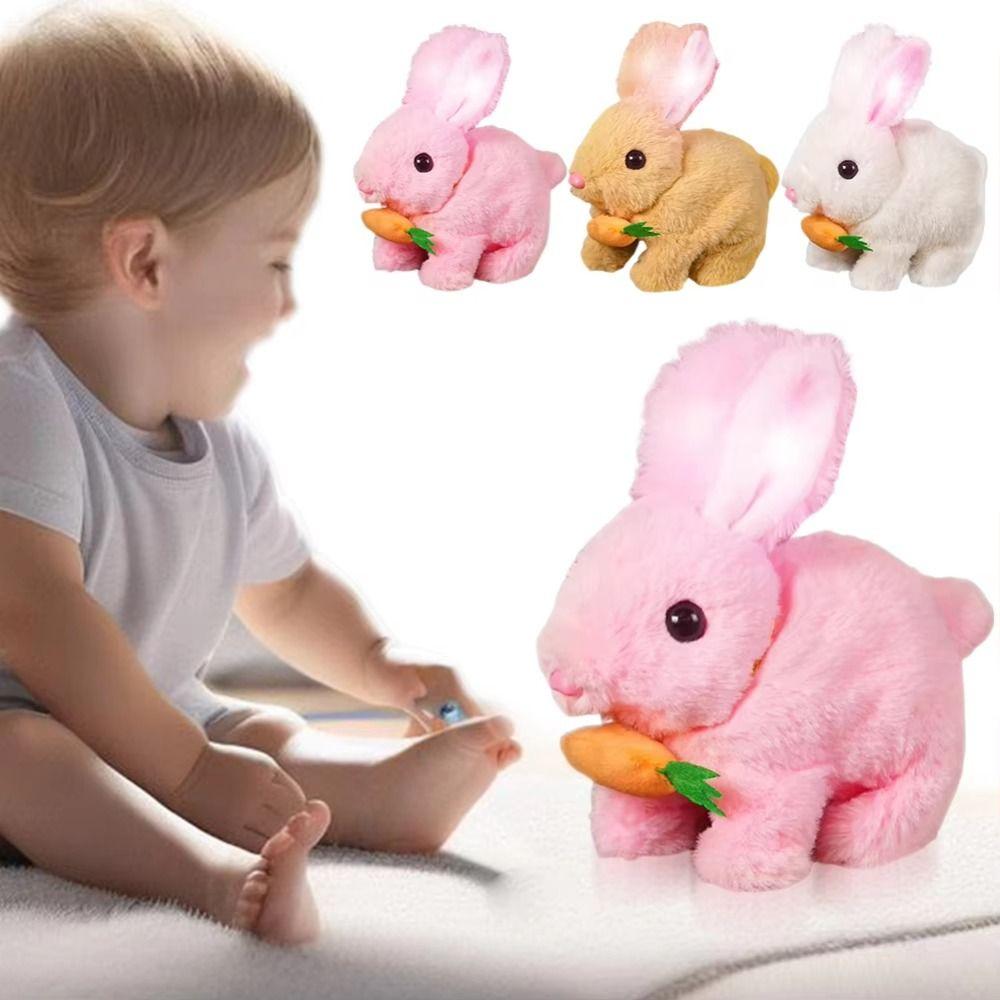 Movements Electric Plush Rabbit Toy Wag Tail Walking Interactive Bunny Kids Toy