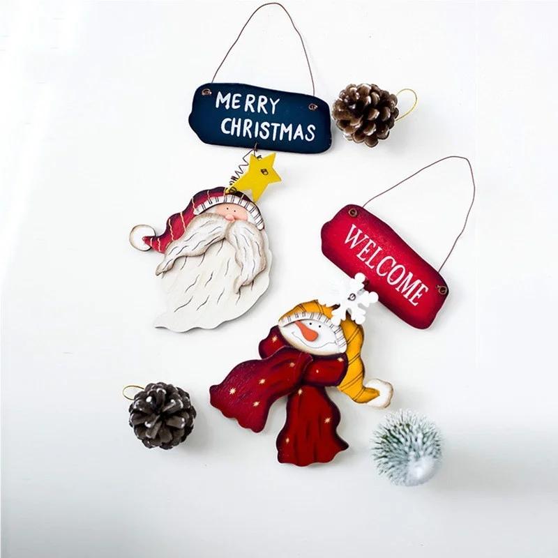 Рождественский Творческий Письмо Список Рождественская Елка Деревянное Украшение Кулон Ретро Стиль Рождественская Роспись Деревянный Знак Украшение