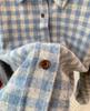 Blue Plaid Heart Embroidered Thick Cotton Long Sleeve Shirt - New Winter Arrival